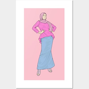 Hijab Girl Blue And Pink Posters and Art